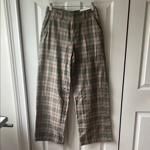 Women’s Plaid High-Rise Wide Leg Pants